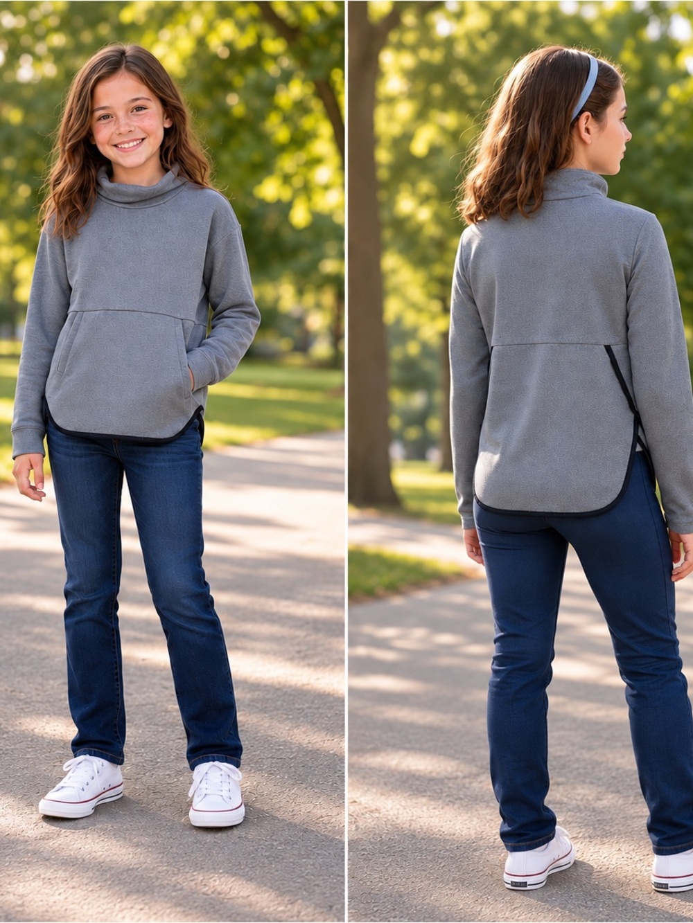 The North Face Girls Medium 10/12 Gray FlashDry Cowl Neck Pullover Top
